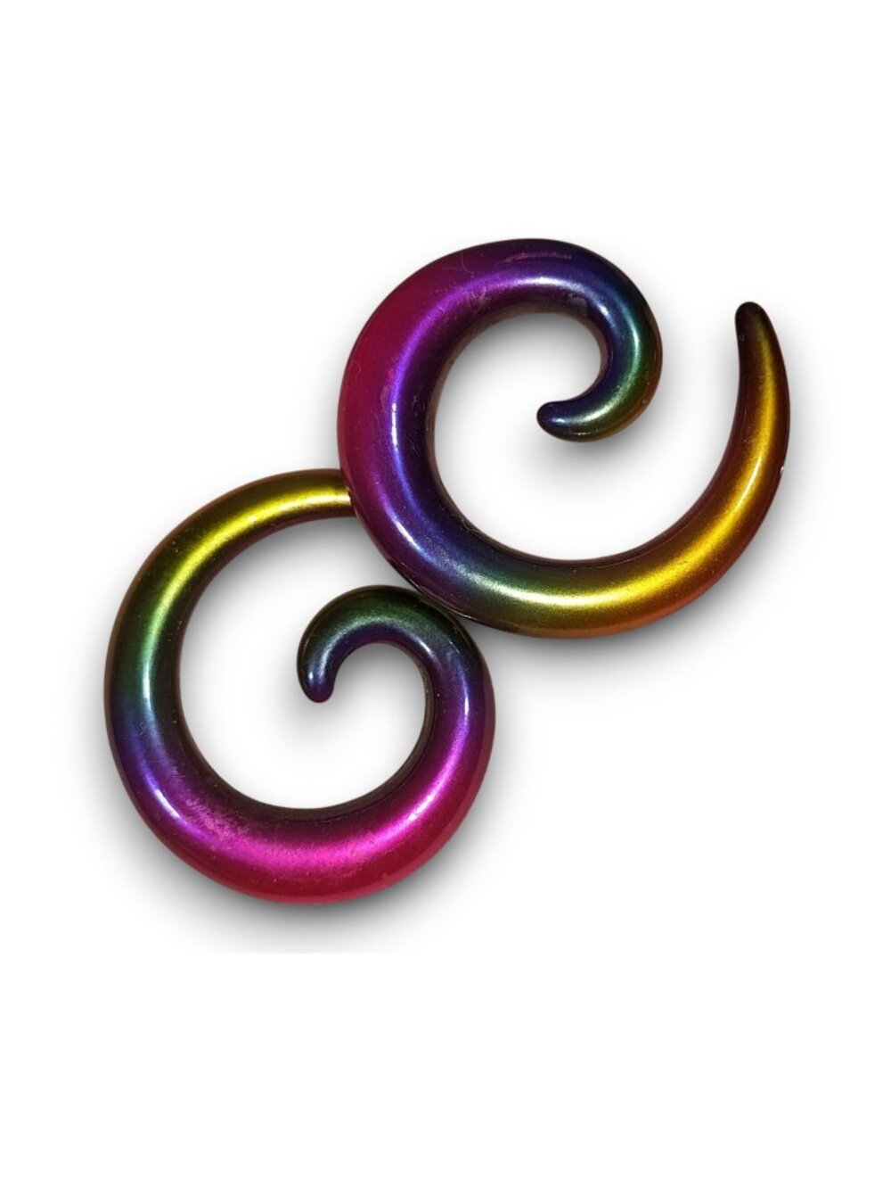 BodyRage Alternative 316L Steel Rainbow Spiral Tapers 0G NWT